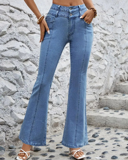 High Waist Flare Jeans with Pockets - ShopEasier