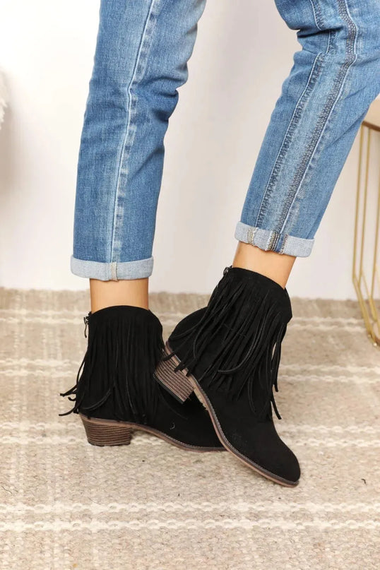 Legend Women's Fringe Cowboy Western Ankle Boots - ShopEasier