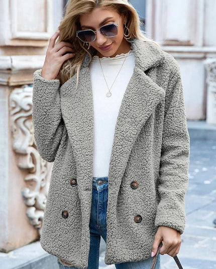 Luxe Urban Sherpa Coat with Lapel Collar