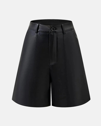 Faux Leather High Waist Shorts with Pockets