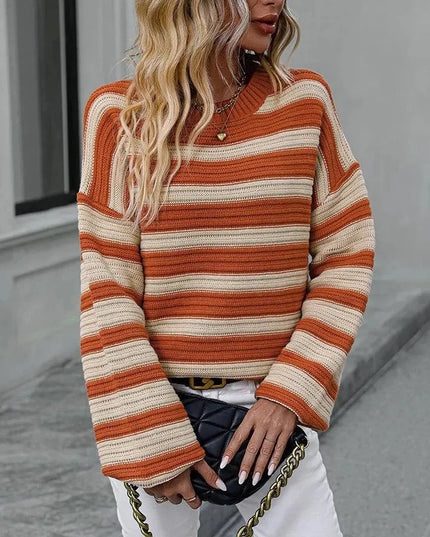 Colorful Striped Loose-Fit Sweater