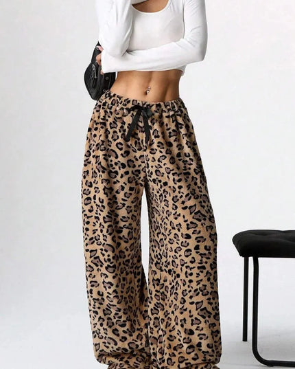 Pantalones anchos con estampado de leopardo