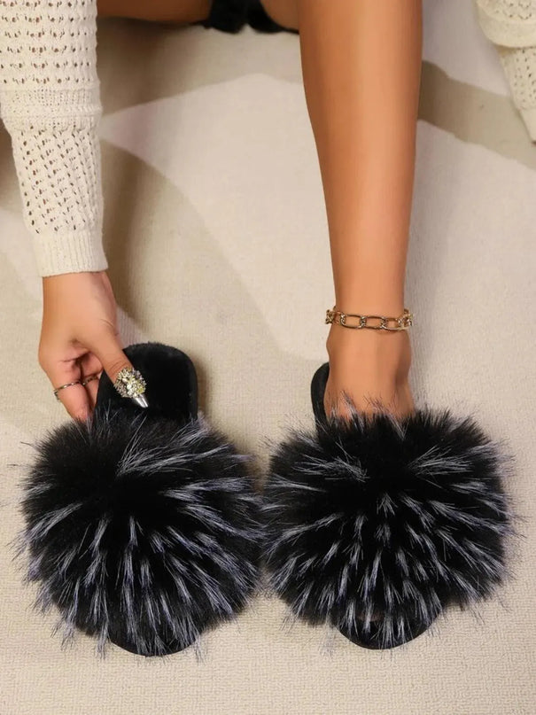 Cozy Open Toe Flat Slippers