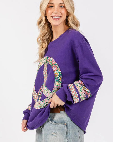 SAGE+FIG Peaceful Vibes Applique Long Sleeve Tee