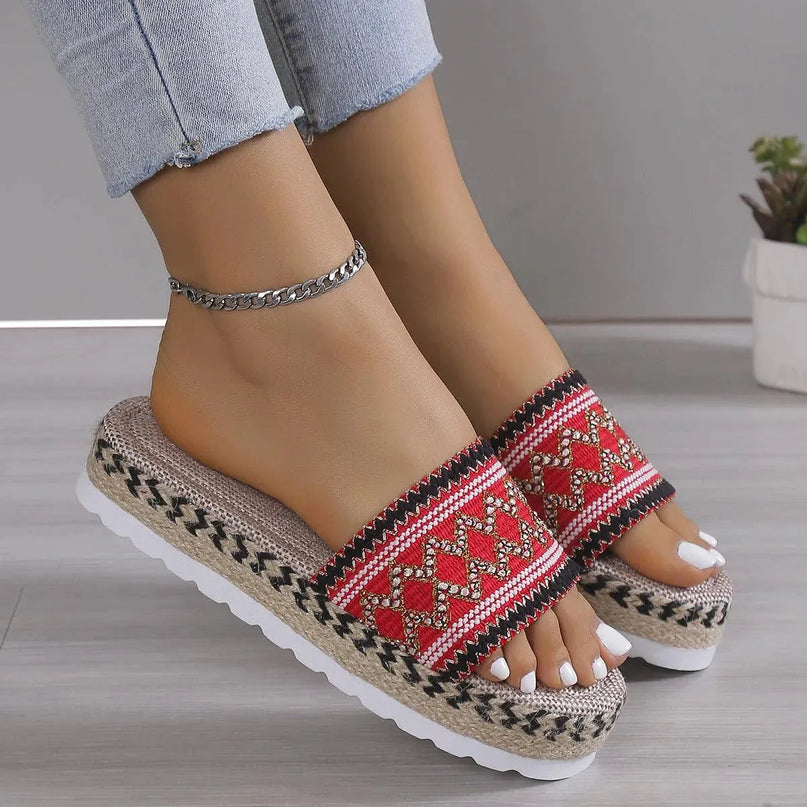 Chic Open Toe Flat Platform Sandals