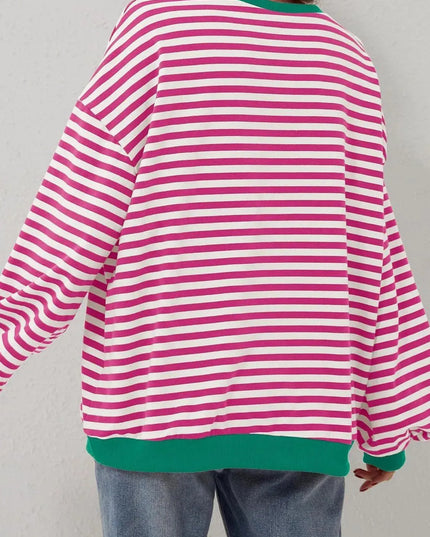 Chic Contrast Striped Long Sleeve Pullover