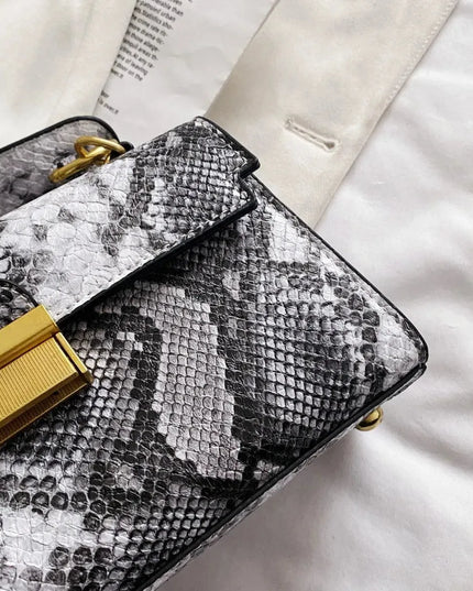 PU Leather Snakeskin Print Crossbody Bag