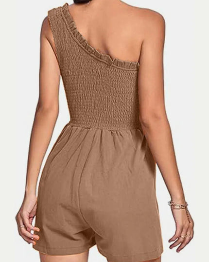 Smocked Single Shoulder Romper - ShopEasier