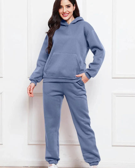 Casual Drop Shoulder Hoodie and Jogger Set