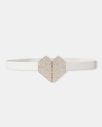 Rhinestone Heart Buckle Elastic Belt - ShopEasier