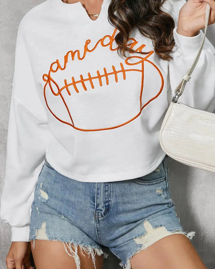 Touchdown Ready Football Graphic Notched Sweatshirt