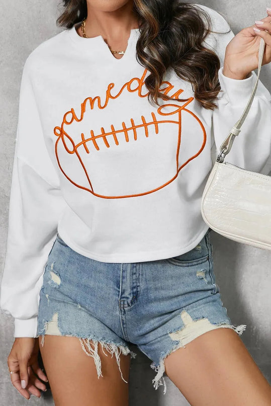 Touchdown Ready Football Graphic Notched Sweatshirt