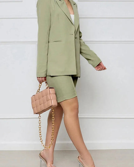 Long Sleeve Blazer and Shorts Set - ShopEasier