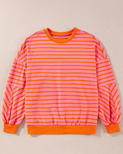 Casual Oversized Striped Long Sleeve Sweatshirt