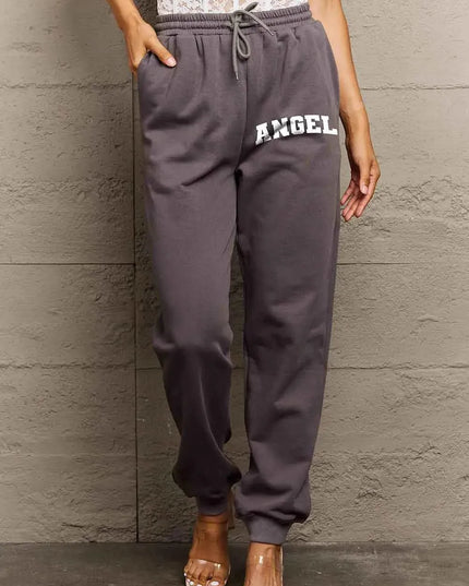 Angel Graphic Long Sweatpants with Drawstring - Simply Love Collection