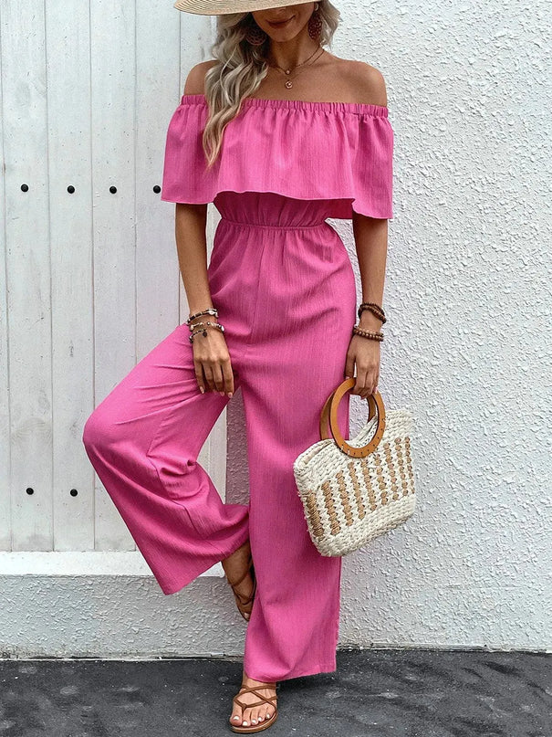 Perfee Off-Shoulder Wide Leg Jumpsuit - ShopEasier