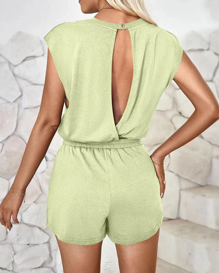 Lovelet Cutout Round Neck Cap Sleeve Romper - ShopEasier