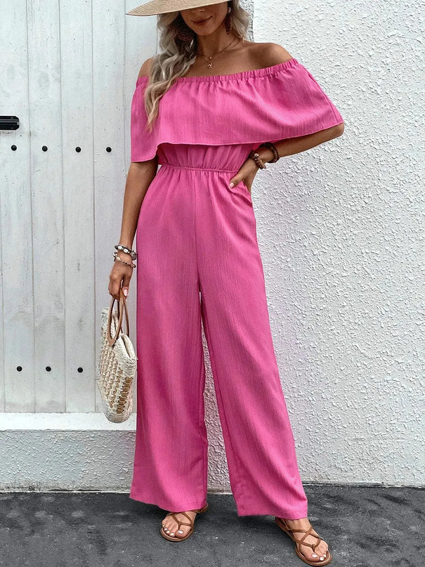 Perfee Off-Shoulder Wide Leg Jumpsuit - ShopEasier