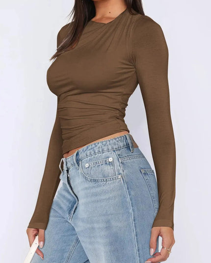 Asymmetrical Ruched Long Sleeve Top