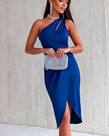 Ruched Cutout Single Shoulder Dress