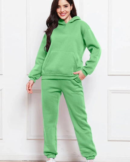 Casual Drop Shoulder Hoodie and Jogger Set