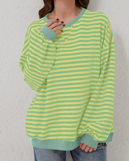 Chic Contrast Striped Long Sleeve Pullover