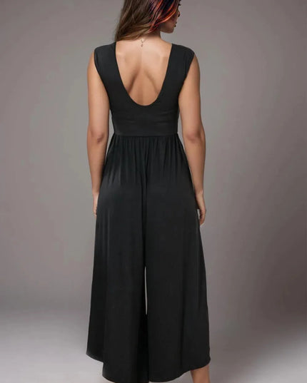 Sleeveless Pocketed Round Neck Jumpsuit