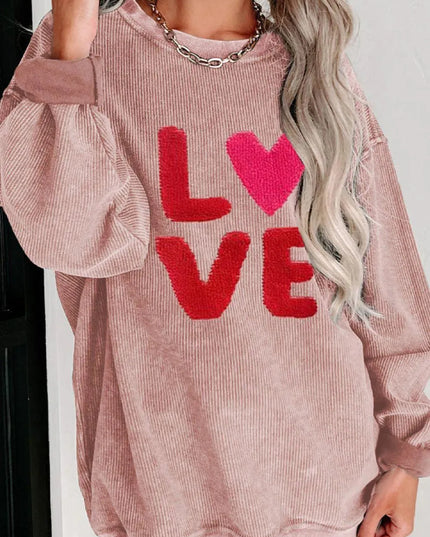 Love Heart Graphic Long Sleeve Sweatshirt for Valentine's Day