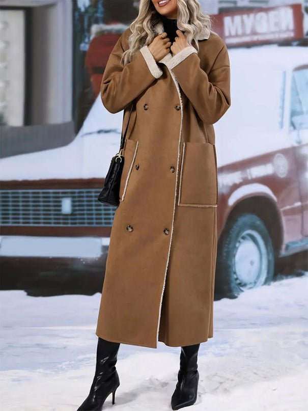 Oversized Sherpa Longline Coat with Drop Shoulders