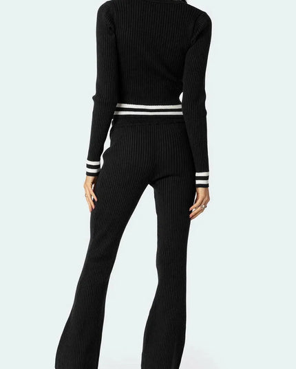 Two-Piece Zip-Up Long Sleeve Top and Pants Outfit