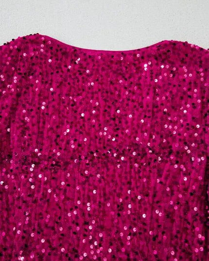 Sequin Surplice Long Sleeve Mini Dress