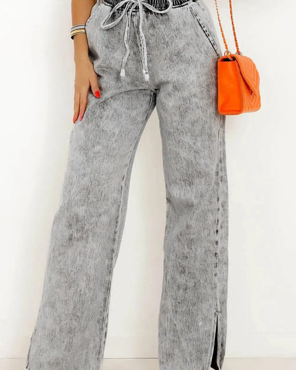 Slit Drawstring Jeans with Pockets - ShopEasier