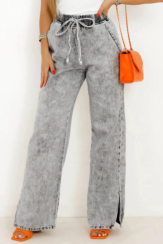 Slit Drawstring Jeans with Pockets - ShopEasier