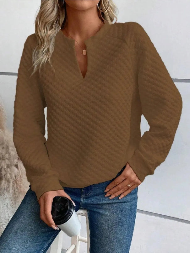 Notched Sleeve Basic Sweatshirt