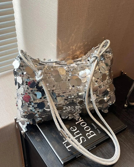 Sequin Knotted Straps Shoulder Bag