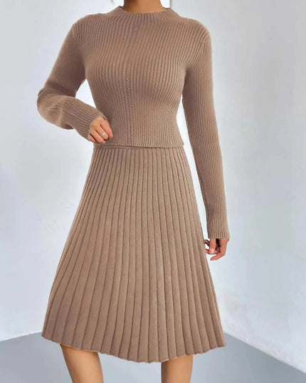 Rib-Knit Sweater and Skirt Set - ShopEasier