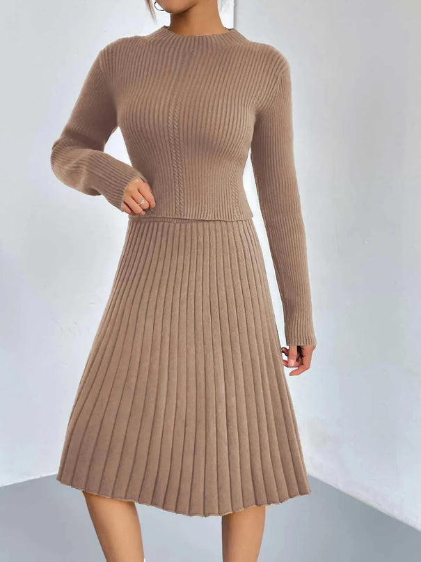 Rib-Knit Sweater and Skirt Set - ShopEasier