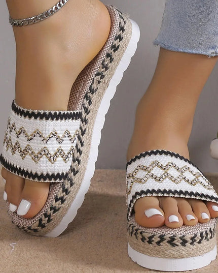 Braided Geometric Flat Sandals