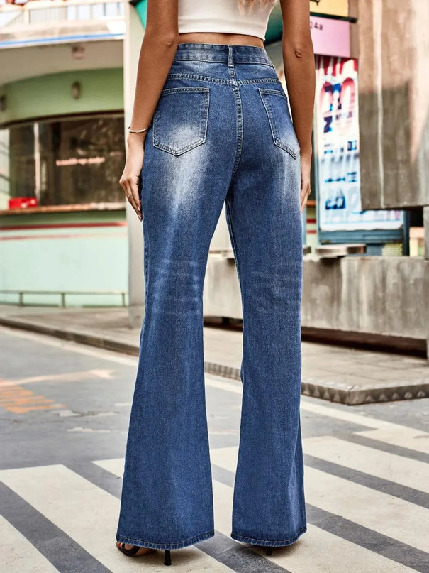 High Rise Bootcut Jeans with Pockets - ShopEasier