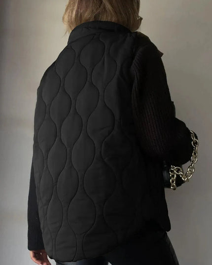 Pocketed Collared Vest with Opaque Design