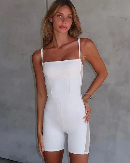 Perfee Square Neck Spaghetti Strap Romper - ShopEasier