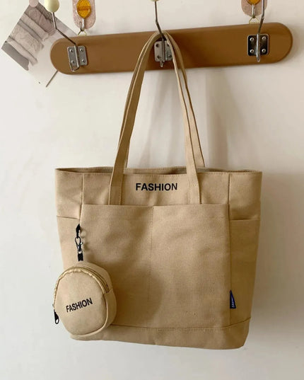 Large Canvas Tote Bag with Convenient Pouch