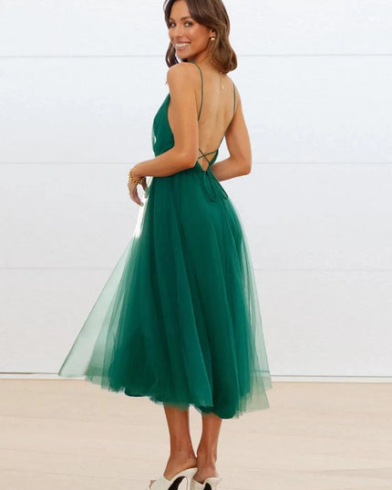 Backless Crisscross Sleeveless Midi Dress