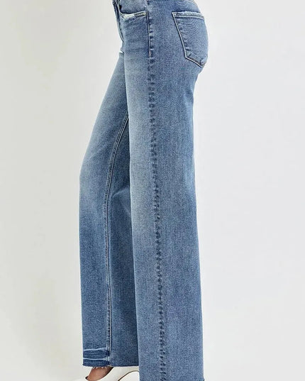 RISEN Full Size High Rise Straight Leg Jeans with Pockets - ShopEasier