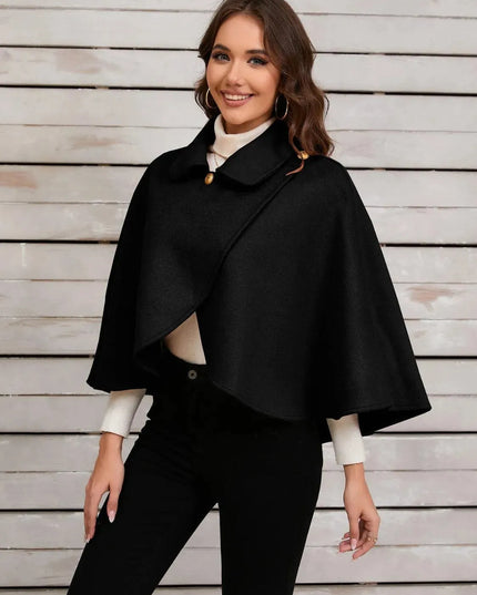 Collared Neck Cropped Cape - ShopEasier