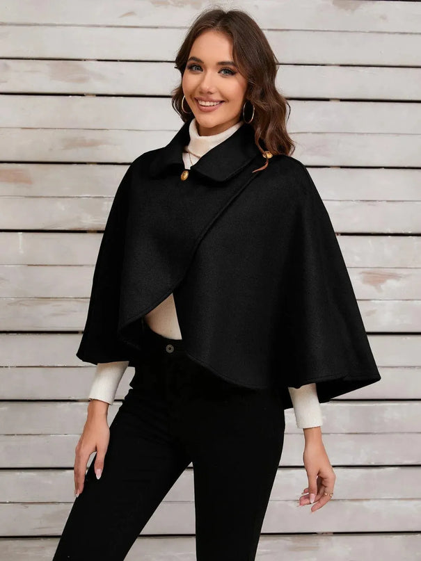 Collared Neck Cropped Cape - ShopEasier