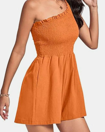 Smocked Single Shoulder Romper - ShopEasier