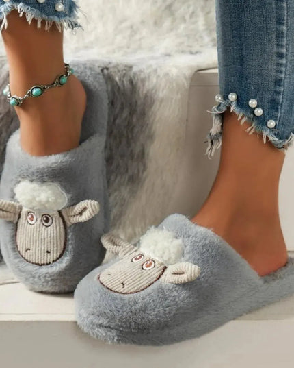 Cozy Cotton Sheep Slippers with Round Toe