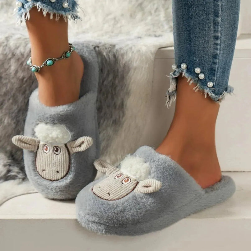 Cozy Cotton Sheep Slippers with Round Toe