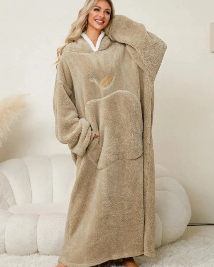 Pocketed Contrast Long Sleeve Hooded Lounge Dress